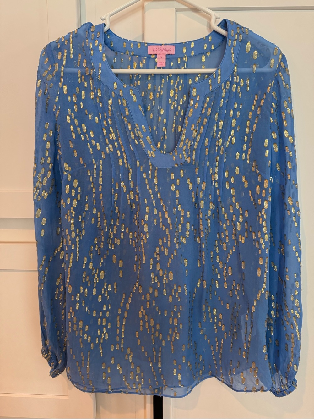 Lilly Pulitzer Blue Clip Dot Blouse